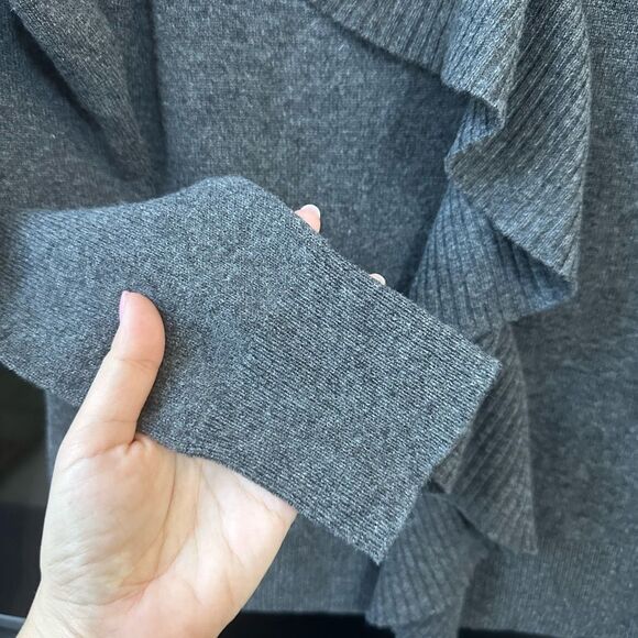 J. Crew Womens Small Gray Cashmere Ruffle Asymmetrical Sweater Jumper - Picture 5 of 7